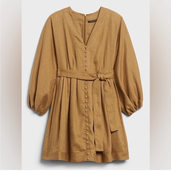 Banana Republic Linen Balloon Sleeve Button Frony Mini Dress - Picture 3 of 10